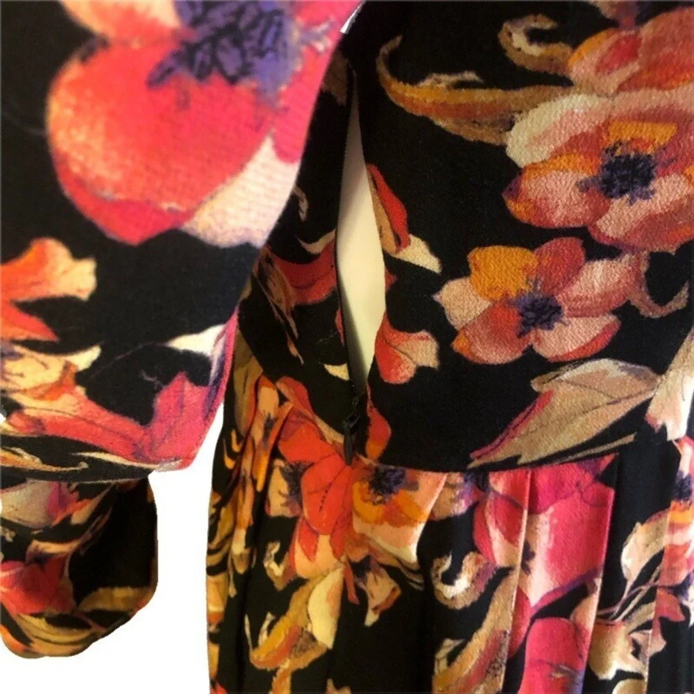FREE PEOPLE‎ NWT Size 0 Tegan Orange Floral Pleated Mini Dress Tunic Spring Fall